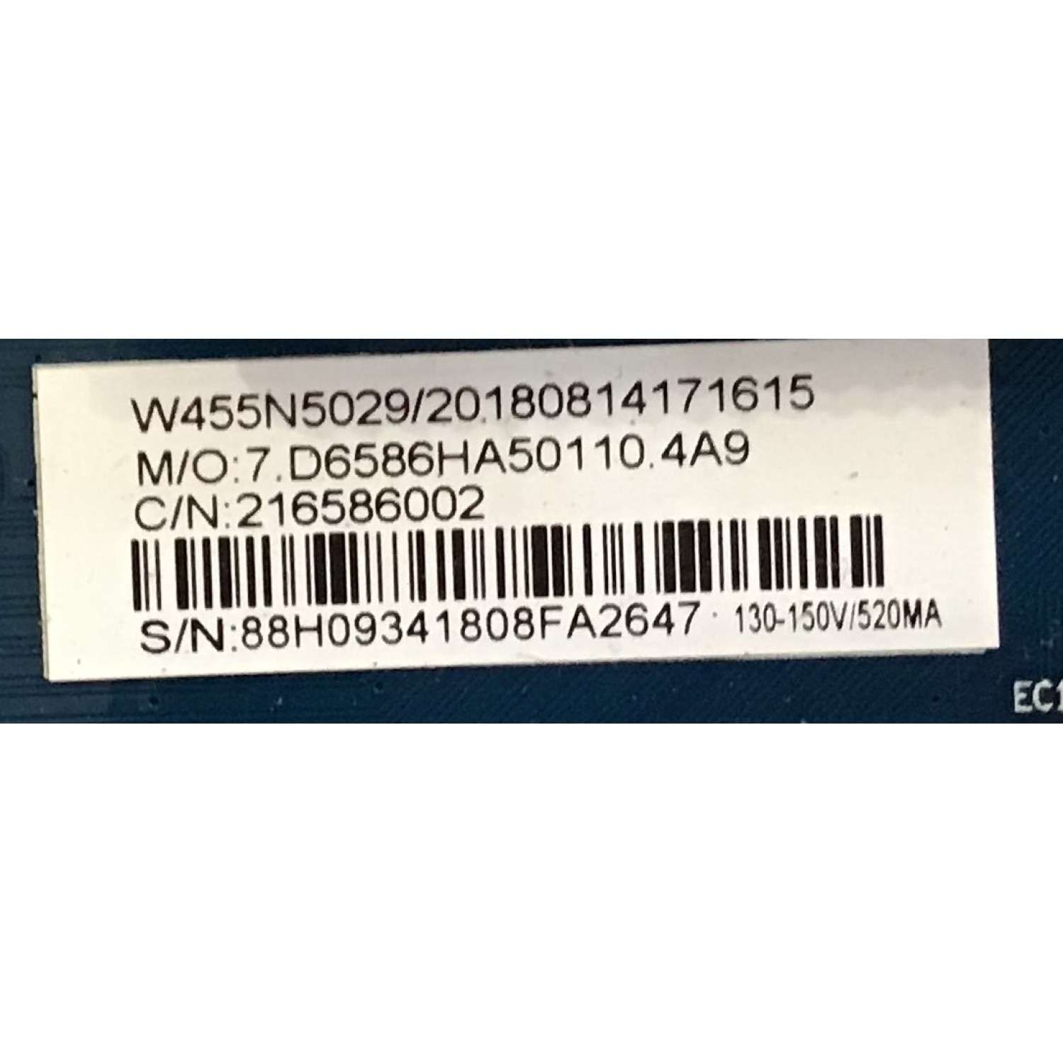 KIT DE TARJETA PARA TV RCA / MAIN FUENTE 216586002 / CV6586H-A50 / T-CON 6P296M00U013 / H57302PN080A1 / PANEL LC546PU2L / MODELO RNSMU5536-B - Imagen 2